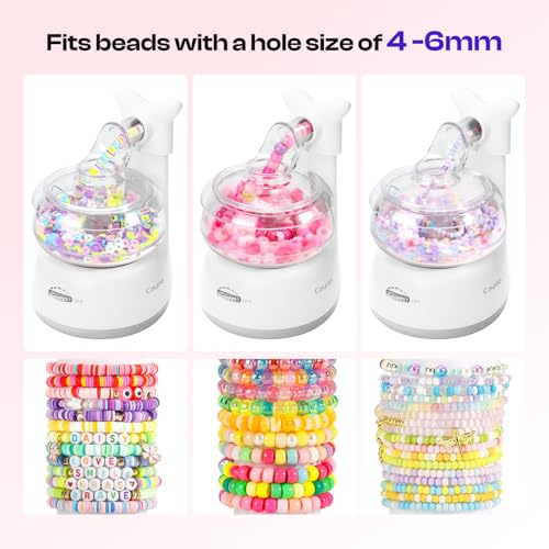 Caydo Electric Bead Spinner for Jewelry Making, Clay Bead Spinner Bracelet Maker Machine with Clay Beads, Needle & Elastic String, DIY Craft Kit Gift for Craft Lovers, White - Image 4