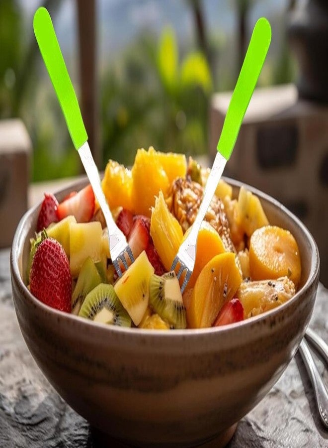 Riddhin 10-Piece Stainless Steel Fruit Fork Set | Durable, Rust-Resistant Mini Dessert Forks with Multicolor Plastic Handles | Reusable & Dishwasher Safe Appetizer Forks for Fruits, Cheese, Snacks - Image 5