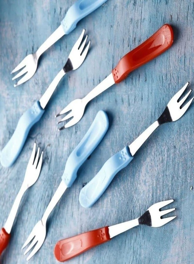Riddhin 10-Piece Stainless Steel Fruit Fork Set | Durable, Rust-Resistant Mini Dessert Forks with Multicolor Plastic Handles | Reusable & Dishwasher Safe Appetizer Forks for Fruits, Cheese, Snacks - Image 3