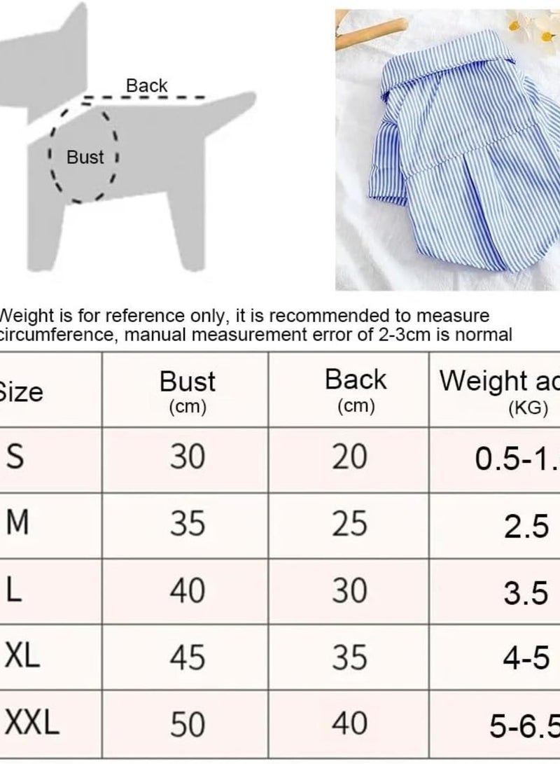 GGOOT Dog Jumper Dog Clothes Bowknot Striped Shirts For Dogs Clothing Cat Small Thin Summer Blue Fashion Pet Products Dog Jumpers(Blue,XL) - Image 2