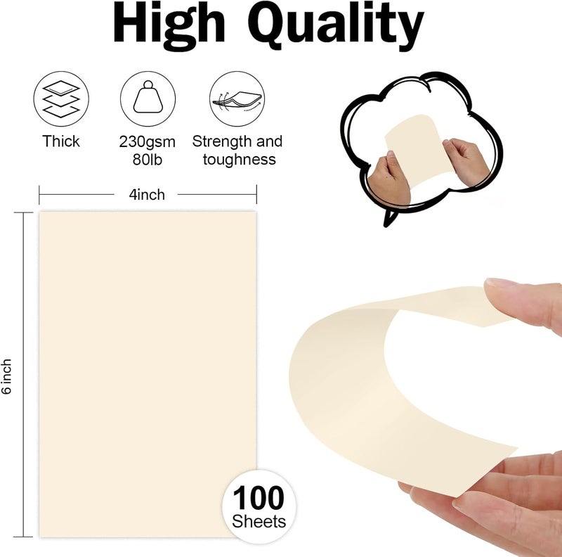 Goefun 100 Pack 4x6 Ivory Cardstock Blank Index Cards 4x6 Cardstock Paper, 80lb Heavyweight Cream Cardstock Unlined Notecards for Invatations, Post Cards, Photo Paper, Recipe Cards - Image 2