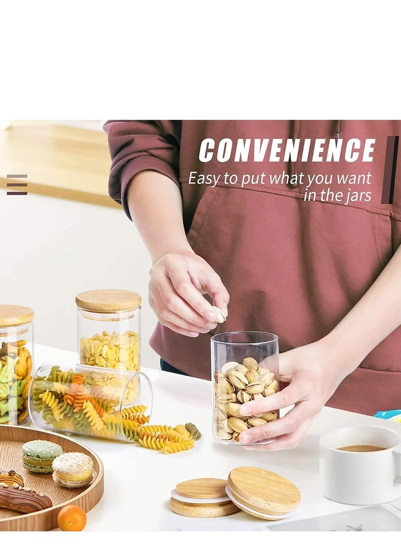 1Chase 10-Piece Borosilicate Glass Storage Jars With Bamboo Lids 290ml