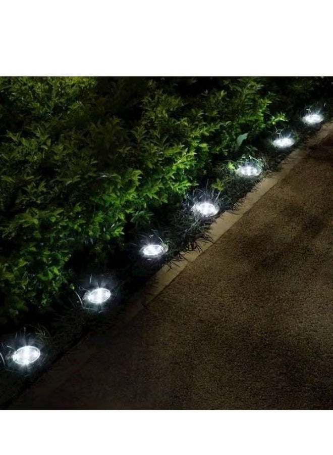4 قطع أضواء أرضية شمسية 8 LED فضية - Image 5