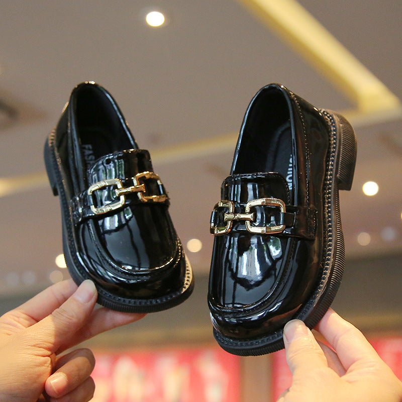 Girls' Leather Shoes 2025 Spring and Autumn New Children's Shoes Girls British Style Easiest for Match Fashion Loafers One-Step - Image 1