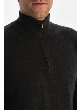 dagi Anthracite Men's Cashmere Blend Zipper Collar Sweater  - Image 5