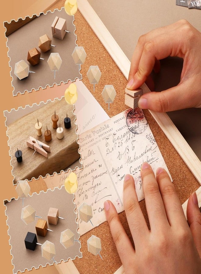 IMPRINT Wooden Push Pins, Decorative Thumb Tacks for Cork Board, Bulletin Board and Wall, Multi Faceted Design, 10 Pack - Image 3