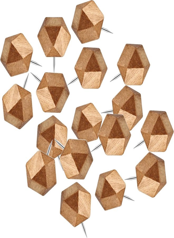 IMPRINT Wooden Push Pins, Decorative Thumb Tacks for Cork Board, Bulletin Board and Wall, Multi Faceted Design, 10 Pack - Image 1