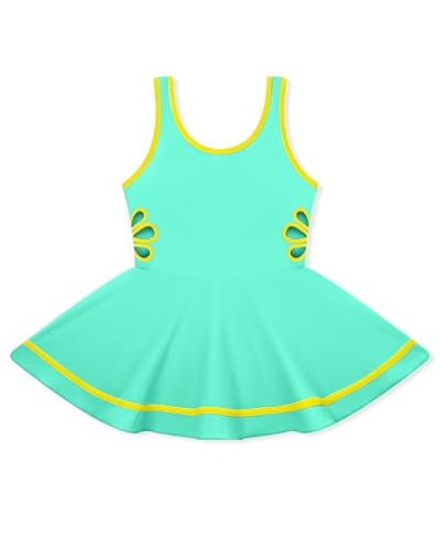 Ghteas Girls Swim Dress Little Girls One Piece Swimsuits Soft Skin Friendly Skirted Bathing Suit Summer Beach Holiday for 5-6 Years Green - Image 1