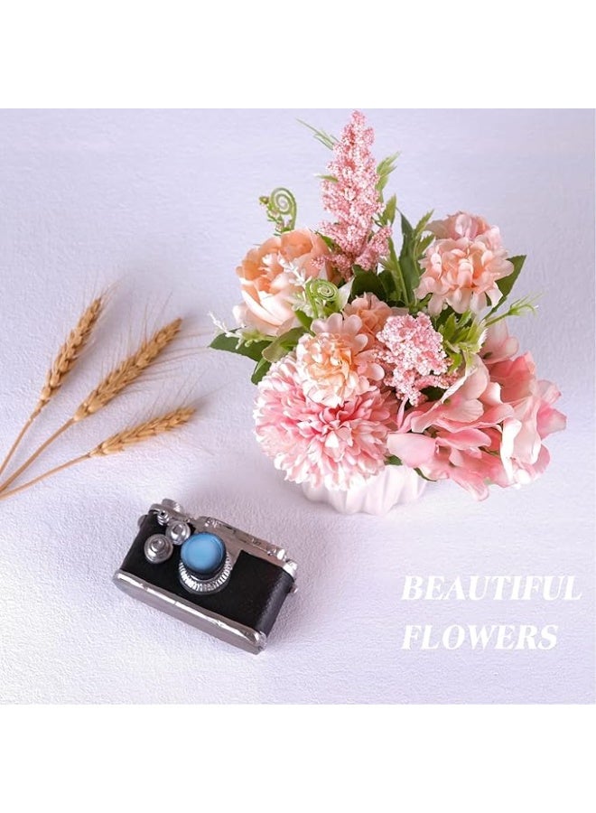 DUNISO نباتات مزروعة صناعية، زهور مزيفة في مزهرية سيراميك صغيرة، هيدرانجيا صناعية، ديكور نباتات للمكتب، مناسبة للاستخدام الداخلي في المنزل والمكتب، مناسبة للمكتب، الرف، غرفة النوم، غرفة المعيشة، الحفلات (وردي) - Image 4