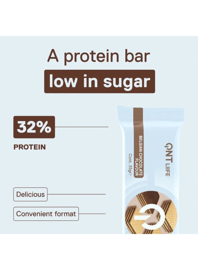 QNT Life Protein Wafer 1 Box (12 Bars) / Belgian Chocolate – High Protein Crispy Wafer Bar, Low Sugar Snack - Image 3