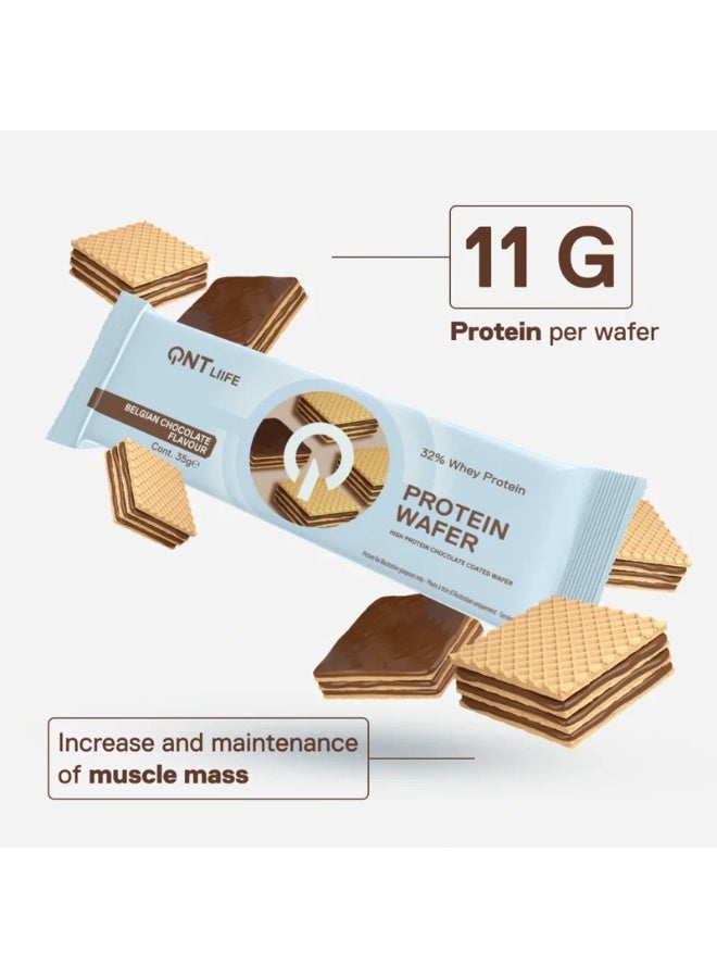 QNT Life Protein Wafer 1 Box (12 Bars) / Belgian Chocolate – High Protein Crispy Wafer Bar, Low Sugar Snack - Image 4