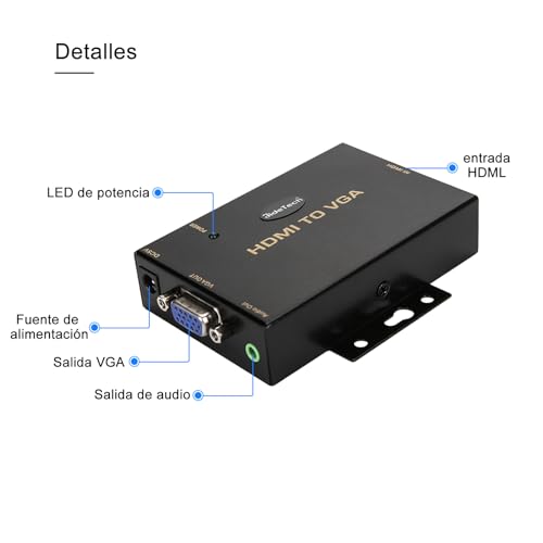 JideTech 1080P VGA to HDMI Converter with 3.5mm Audio Port for PC Laptop Display Computer Mac Projector - Image 2