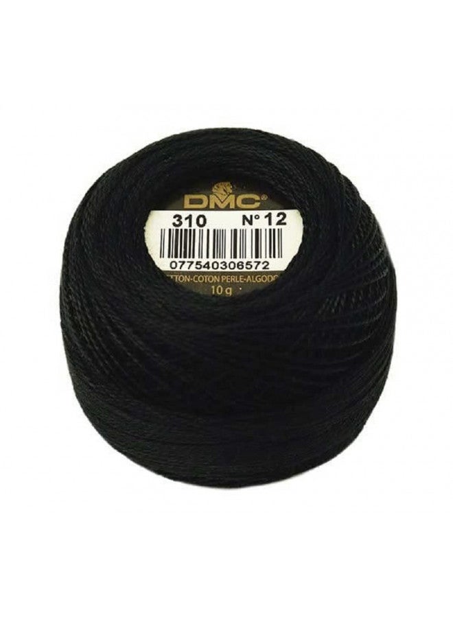 DMC 116 12-310 Pearl Cotton Thread Balls, Black, Size 12 - Image 1