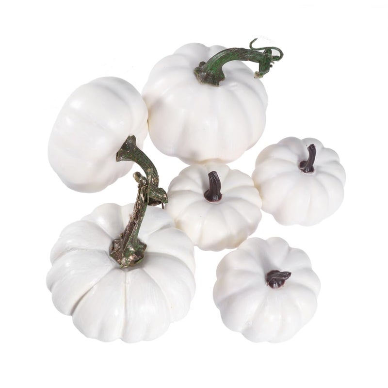 Realistic Mini Artificial Pumpkins 6Pcs Fall Harvest Halloween Thanksgiving DIY Craft Decor - Image 2