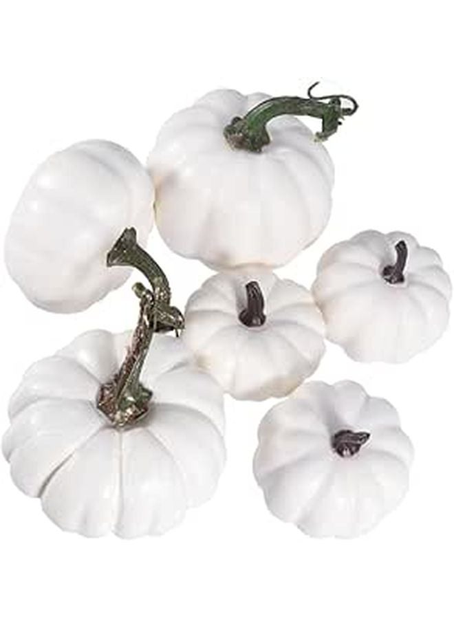 Realistic Mini Artificial Pumpkins 6Pcs Fall Harvest Halloween Thanksgiving DIY Craft Decor - Image 1