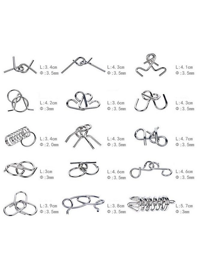AUGEN AUGEN Brain Teasers Metal Wire Puzzle Toys, IQ Tester, Brain Games for Kids and Adults, Fun Fidget Puzzles, Train Your Brain, Disentanglement Puzzle Unlock Interlock Toys (15 Pieces, Model- E)  - Image 2