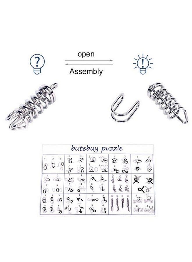 AUGEN AUGEN Brain Teasers Metal Wire Puzzle Toys, IQ Tester, Brain Games for Kids and Adults, Fun Fidget Puzzles, Train Your Brain, Disentanglement Puzzle Unlock Interlock Toys (15 Pieces, Model- E)  - Image 4