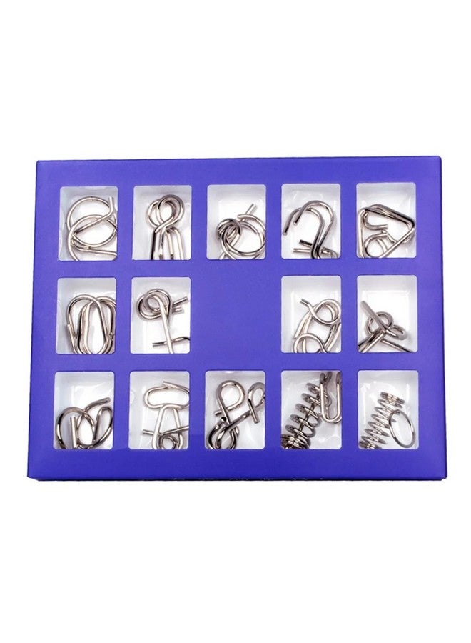 AUGEN AUGEN Brain Teasers Metal Wire Puzzle Toys, IQ Tester, Brain Games for Kids and Adults, Fun Fidget Puzzles, Train Your Brain, Disentanglement Puzzle Unlock Interlock Toys (15 Pieces, Model- E)  - Image 1