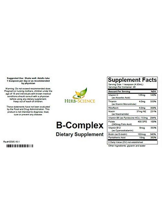 Herb-Science Vitamin Bcomplexsuper B Complex Vitamins With Vitamin C Liquid 16 Oz All B Vitamins Including B1 B2 B3 B5 B6 B7 B9 B12 Folic Acid Niacin Biotin Alcoholfree Herbscience - Image 3