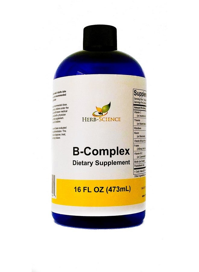 Herb-Science Vitamin Bcomplexsuper B Complex Vitamins With Vitamin C Liquid 16 Oz All B Vitamins Including B1 B2 B3 B5 B6 B7 B9 B12 Folic Acid Niacin Biotin Alcoholfree Herbscience - Image 1