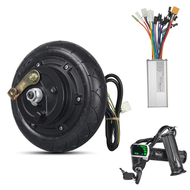 doinal 8inch Hub Motor Kit 36V 500W Brushless Hub Motor with 25A Controller Power Display Throttle, 8in Motor Wheel Brushless Gearless (8in 36V 500W) - Image 1