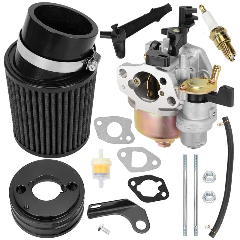 مجموعة محول فلتر الكربوريتر المحسن عالي الأداء لفئة FVRITO لسيارات السباق لسيارات Predator 212cc 196cc 65hp ct200uex bt200x KT196 ct100x RT200 Hammerhead 80T Baja MB200 Mini Bike Go Kart باللون الأسود