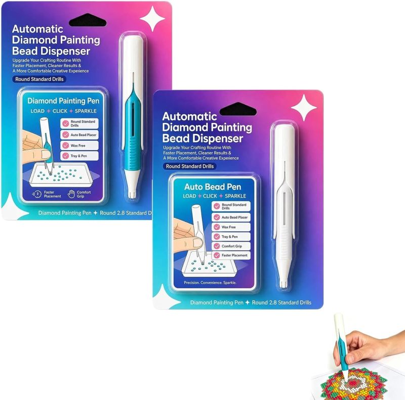 Automatic Diamond Painting Pen Wax-Free Auto Bead Picker Tool with Ergonomic Grip for 2.8mm Round Drills - Precision Placement Diamond Art Accessories Kit for Beginners - Image 2