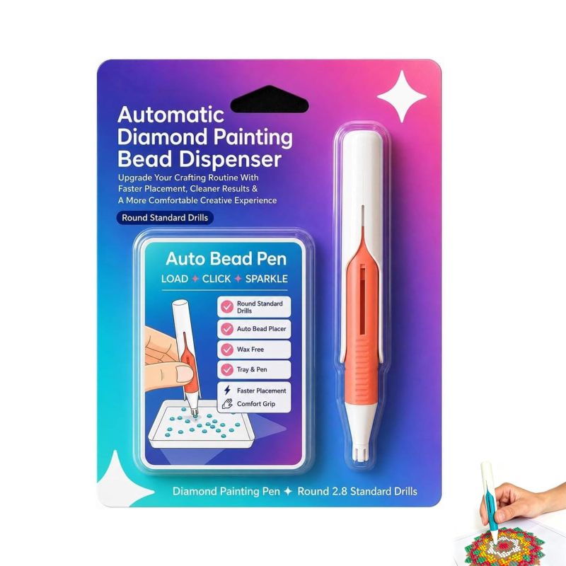 Automatic Diamond Painting Pen Wax-Free Auto Bead Picker Tool with Ergonomic Grip for 2.8mm Round Drills - Precision Placement Diamond Art Accessories Kit for Beginners - Image 1