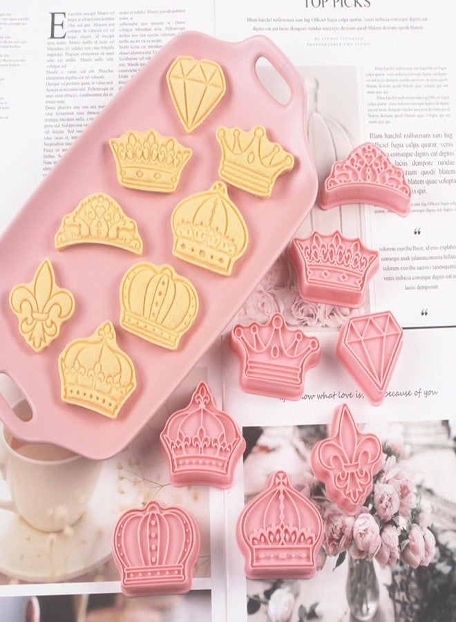 Orapink Crown Cookie Cutter-8 Pieces Plastic Prince King Queen Princess Cutters Fondant Crown Shaped Biscuit Cutter Set - Image 2