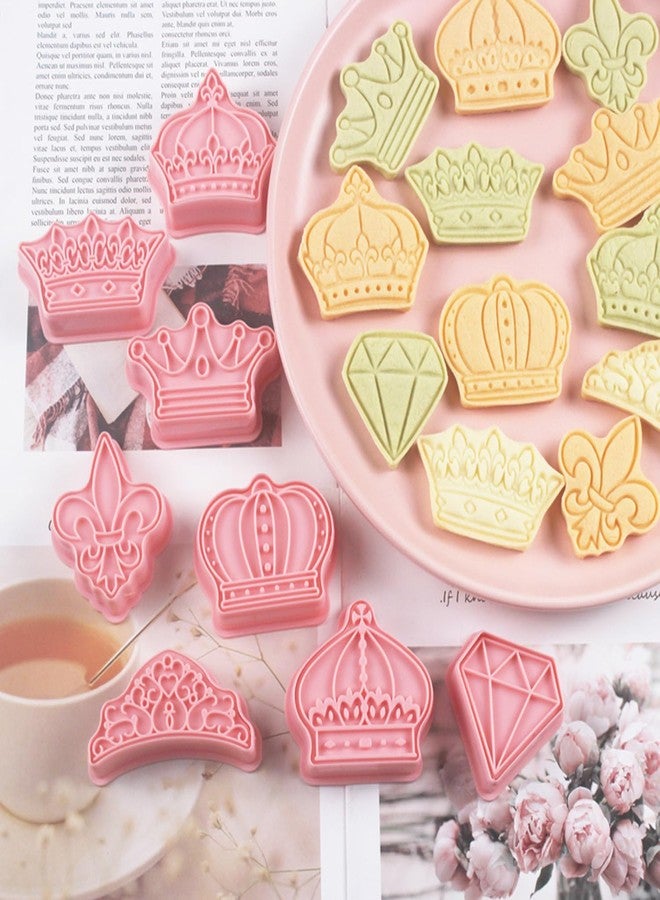 Orapink Crown Cookie Cutter-8 Pieces Plastic Prince King Queen Princess Cutters Fondant Crown Shaped Biscuit Cutter Set - Image 4