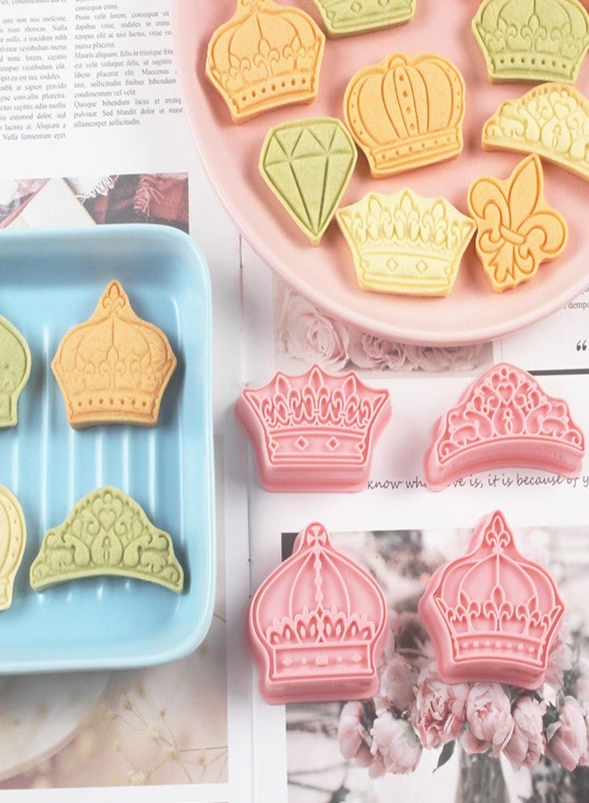 Orapink Crown Cookie Cutter-8 Pieces Plastic Prince King Queen Princess Cutters Fondant Crown Shaped Biscuit Cutter Set - Image 3