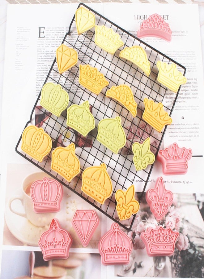 Orapink Crown Cookie Cutter-8 Pieces Plastic Prince King Queen Princess Cutters Fondant Crown Shaped Biscuit Cutter Set - Image 5