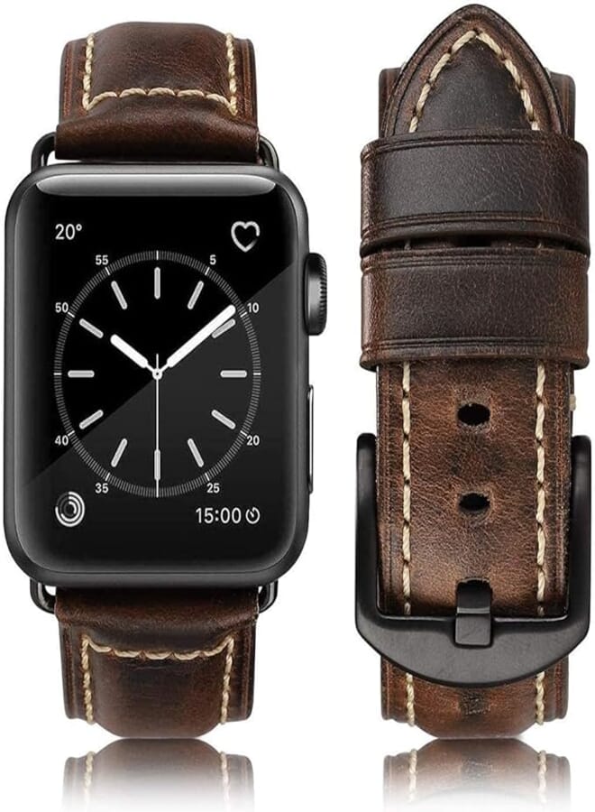 Compatible iWatch Band 38mm 40mm, Top Grain Leather Band Replacement Strap iWatch Series 4,Series 3,Series 2,Series 1,Sport, Edition