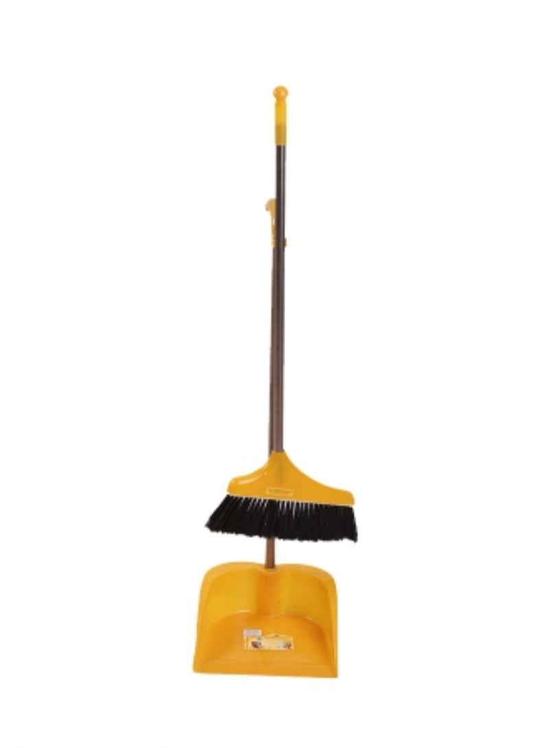 CLASSYTOUCH Dust Pan and Broom Combo,Floor Broom with Standing Dustpan with Long Handle Set for Kitchen - Image 2