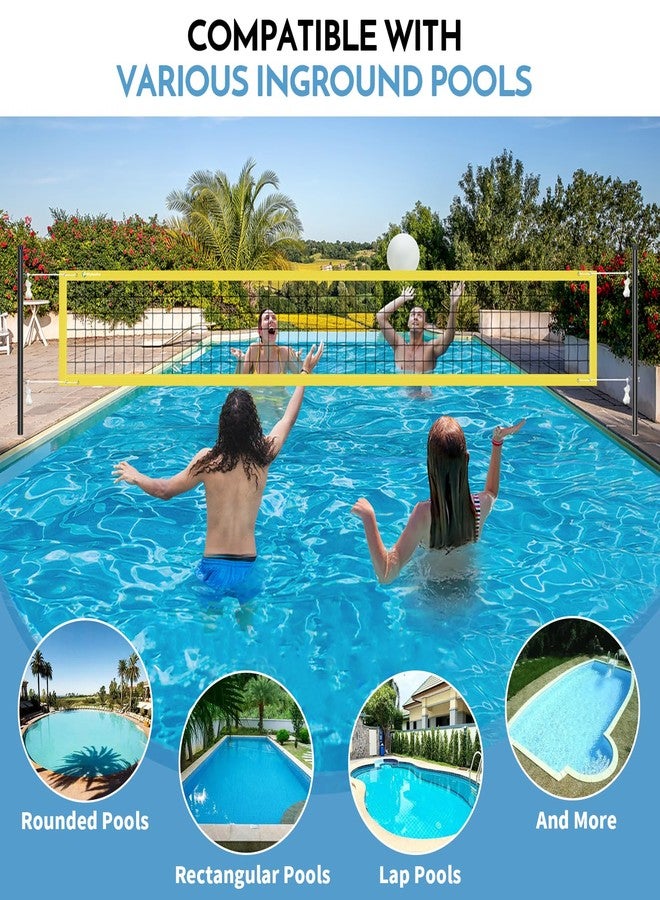 Olybeaka Base Free Swimming Pool Volleyball Net Set for Above Ground/Inground Pools with 3-Height Adjustable Aluminium Poles, Durable Anti-Sagging Net, 2 Water Volleyballs and Carry Bag - Image 3