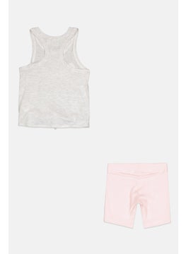 PUMA Toddlers Girl 2 Piece Graphic Print Tank Top And Short, Grey/Pink  - Image 2