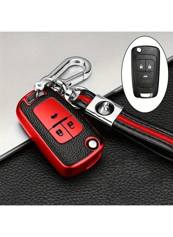 Silvery TPU 3 Button Car Key Case with Keychain for Multiple Vehicle Models - Image 1