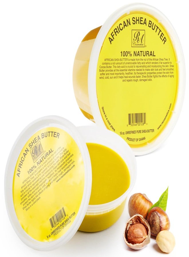 RA COSMETICS 100% Natural Unrefined Yellow Shea Butter Bundle 16oz & 8oz - Image 1