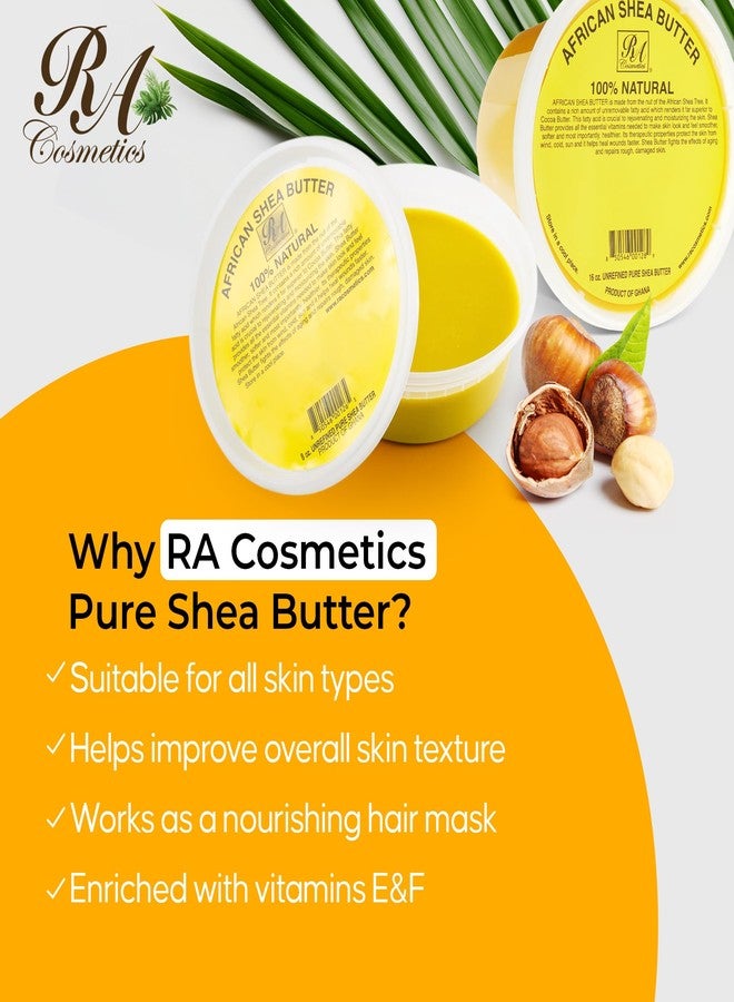 RA COSMETICS 100% Natural Unrefined Yellow Shea Butter Bundle 16oz & 8oz - Image 4