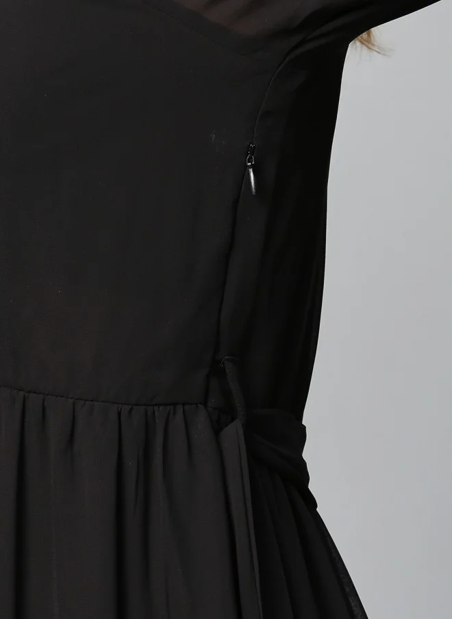ساسافراس Black Semi Sheer Off-Shoulder Maxi Dress for Women
