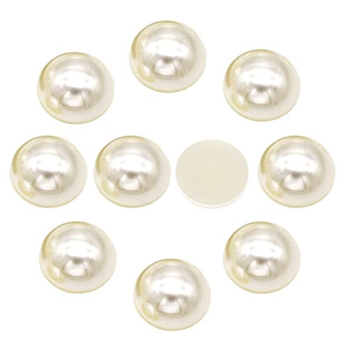 Cymtoo 14mm Cabochon Faux Dome Round Pearl Flatback Half Pearl Beads for DIY Crafts Making 50pcs (Ivory) - Image 4