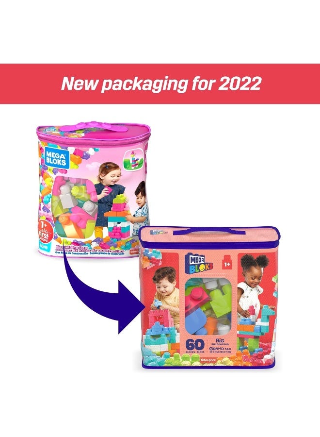 Mega Bloks Big Building Bag Building Set With 60 Big And Colourful Building Blocks, And 1 Storage Bag, Toy Gift Set For Ages 1 And Up - Image 2