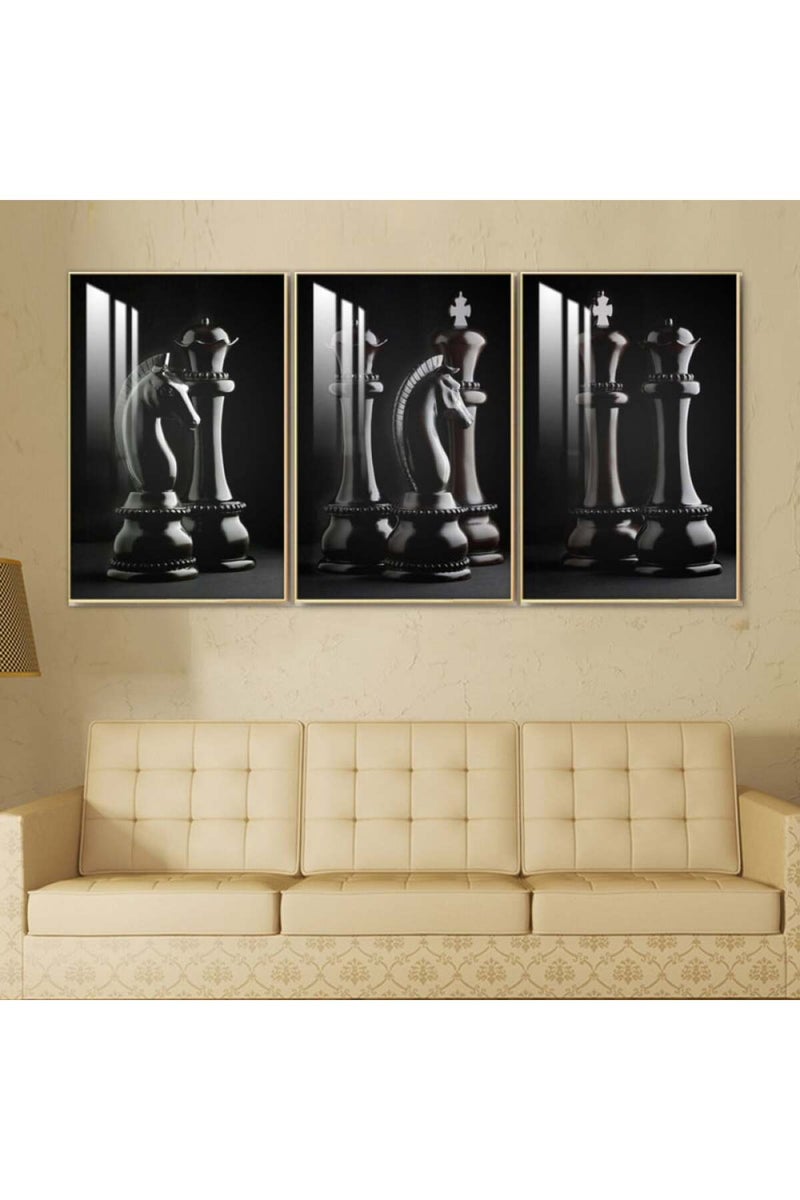 Marktna Three wooden wall painting with a frame and a clear acrylic layer - Image 1