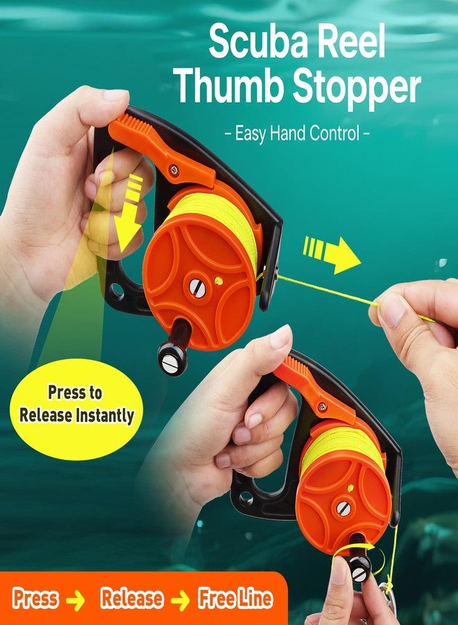 Seafard 150FT Scuba Dive Reel with Thumb Stopper and 2" Clip, High Visibility Finger Spool with Handle for Cave Diving, Kayak Anchor, SMB Buoy, Spearfishing & Snorkeling - Image 5