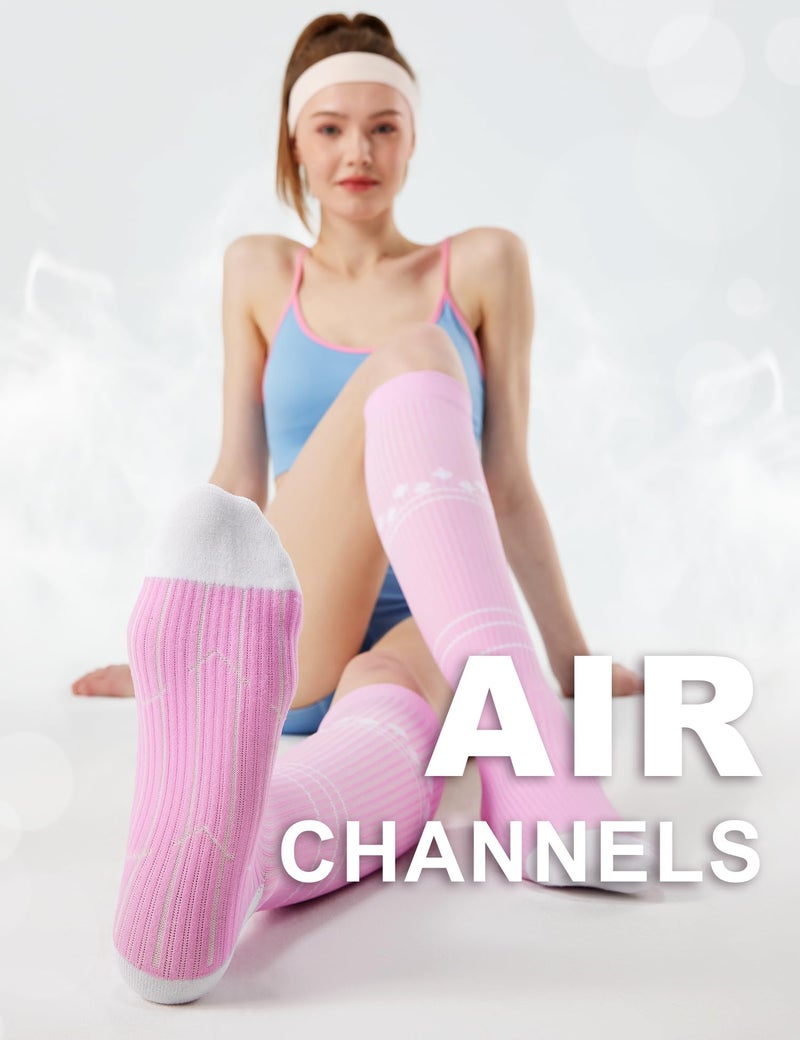 FITRELL 3 Pairs Compression Socks for Women and Men 20-30mmHg - Support for Travel, Running, Nurse, Knee High, Neopolitan S/M - Image 2
