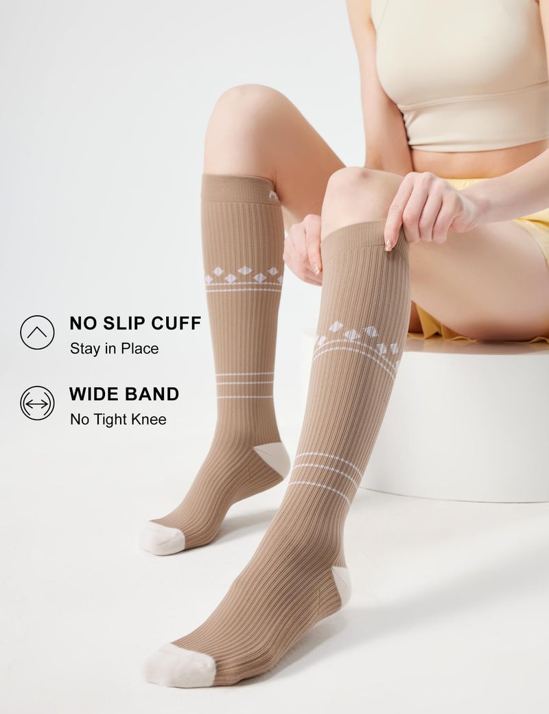 FITRELL 3 Pairs Compression Socks for Women and Men 20-30mmHg - Support for Travel, Running, Nurse, Knee High, Neopolitan S/M - Image 4