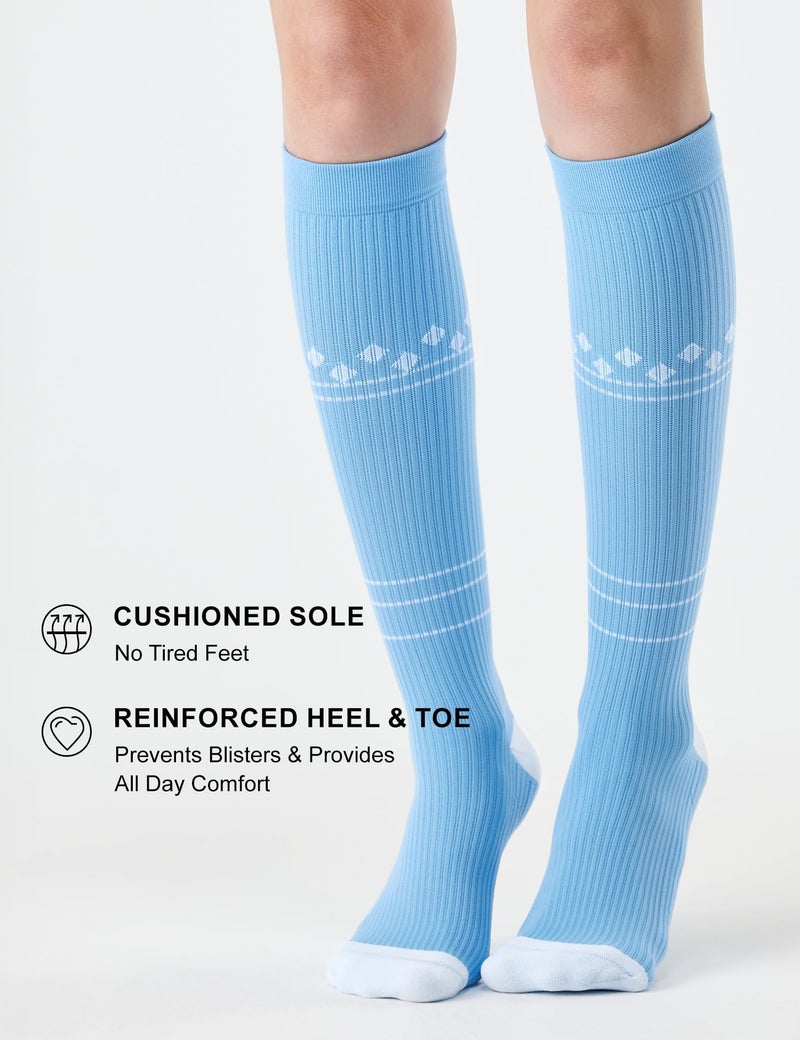 FITRELL 3 Pairs Compression Socks for Women and Men 20-30mmHg - Support for Travel, Running, Nurse, Knee High, Neopolitan S/M - Image 5
