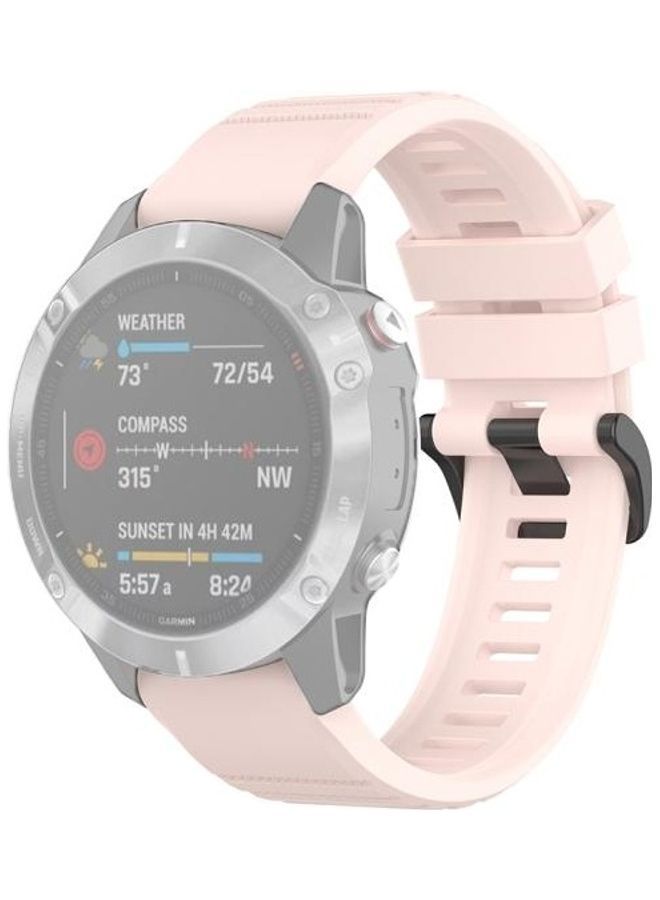 NIBEMINENT Replacement Wrist Strap Band with Plastic Button For Garmin Fenix 6 22mm Light Pink - Image 1