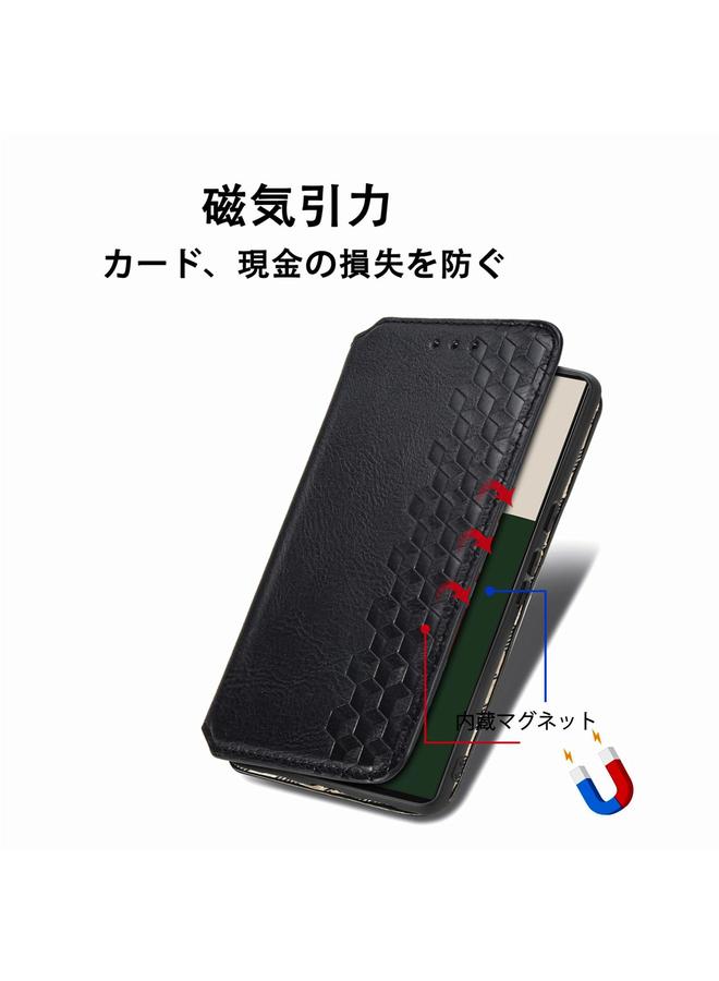 Zaboon Case For Fujitsu Arrows We2 / F-52E Cubic Grid Pressed Magnetic Leather Phone Case - Image 5