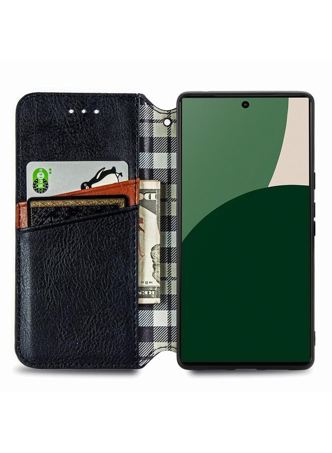 Zaboon Case For Fujitsu Arrows We2 / F-52E Cubic Grid Pressed Magnetic Leather Phone Case - Image 3